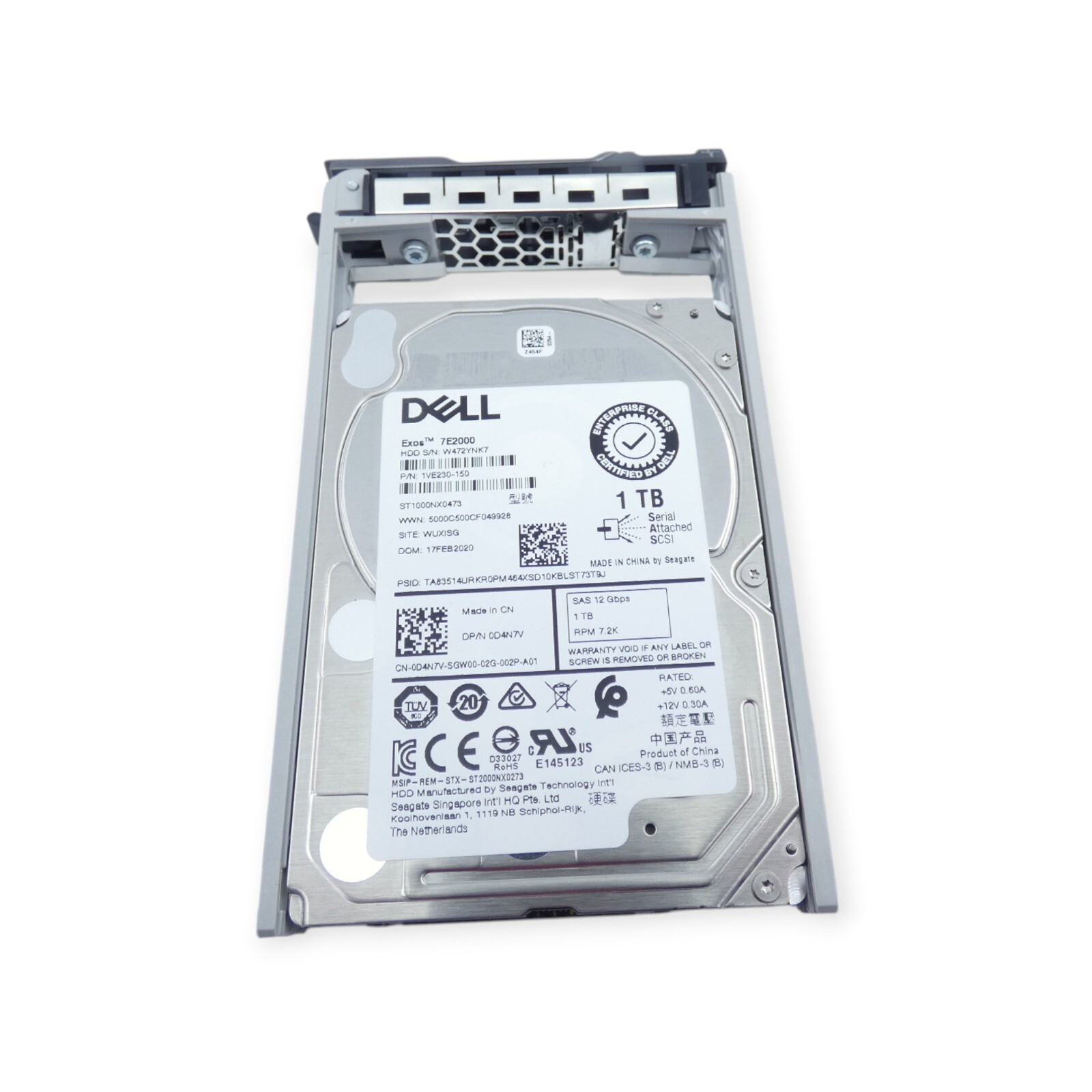 Dell HDD 1 TB S/N W472YNK7 ST1000NX0473 1VE230-150