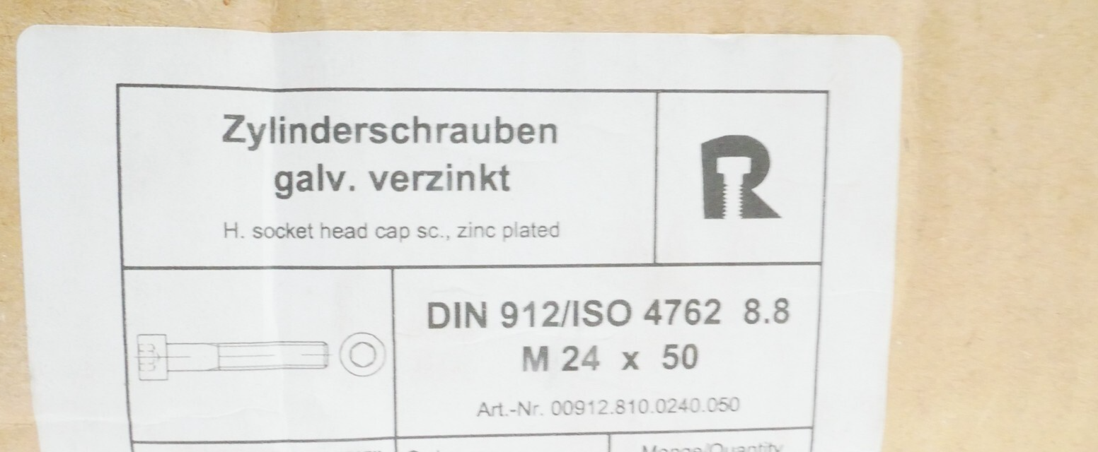 24 Stück Reyher Zylinderschrauben M24x50 DIN 912 – Bild 3