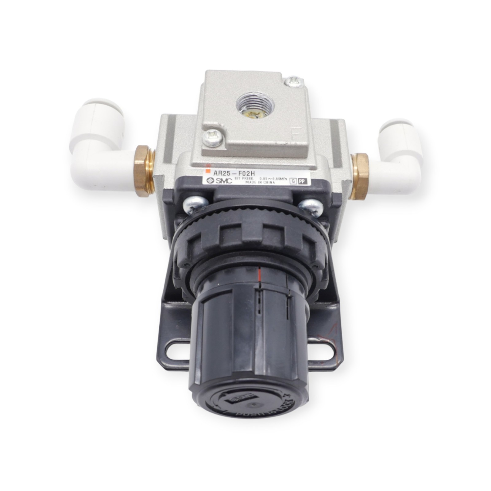 SMC AR25-F02H Regler mit 2 Winkelverschraubungen – Bild 2