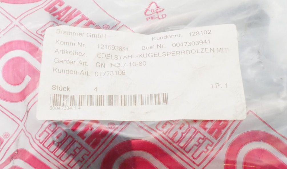 Ganter GN 113.7-16-80 Edelstahl-Kugelsperrbolzen – Bild 2
