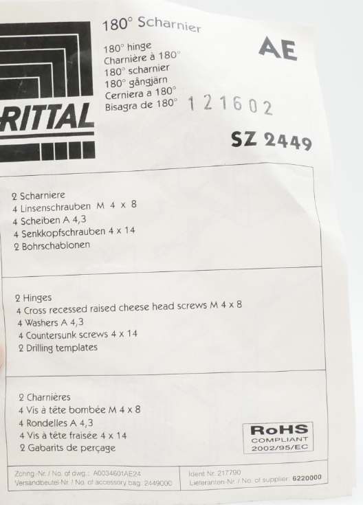 Rittal SZ2449.000 Scharniere für Schränke 180Grad 1 VPE =2 Stück – Bild 6