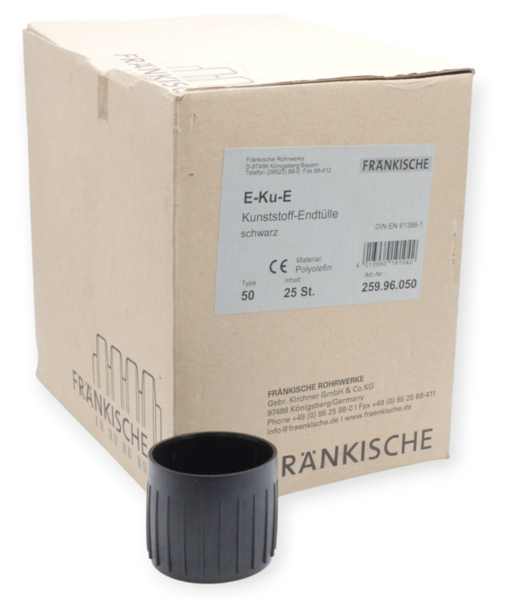 Fränkische E-Ku-E 50 Kunststoff-Endtülle 259.96.050 schwarz VPE 25 Stk.