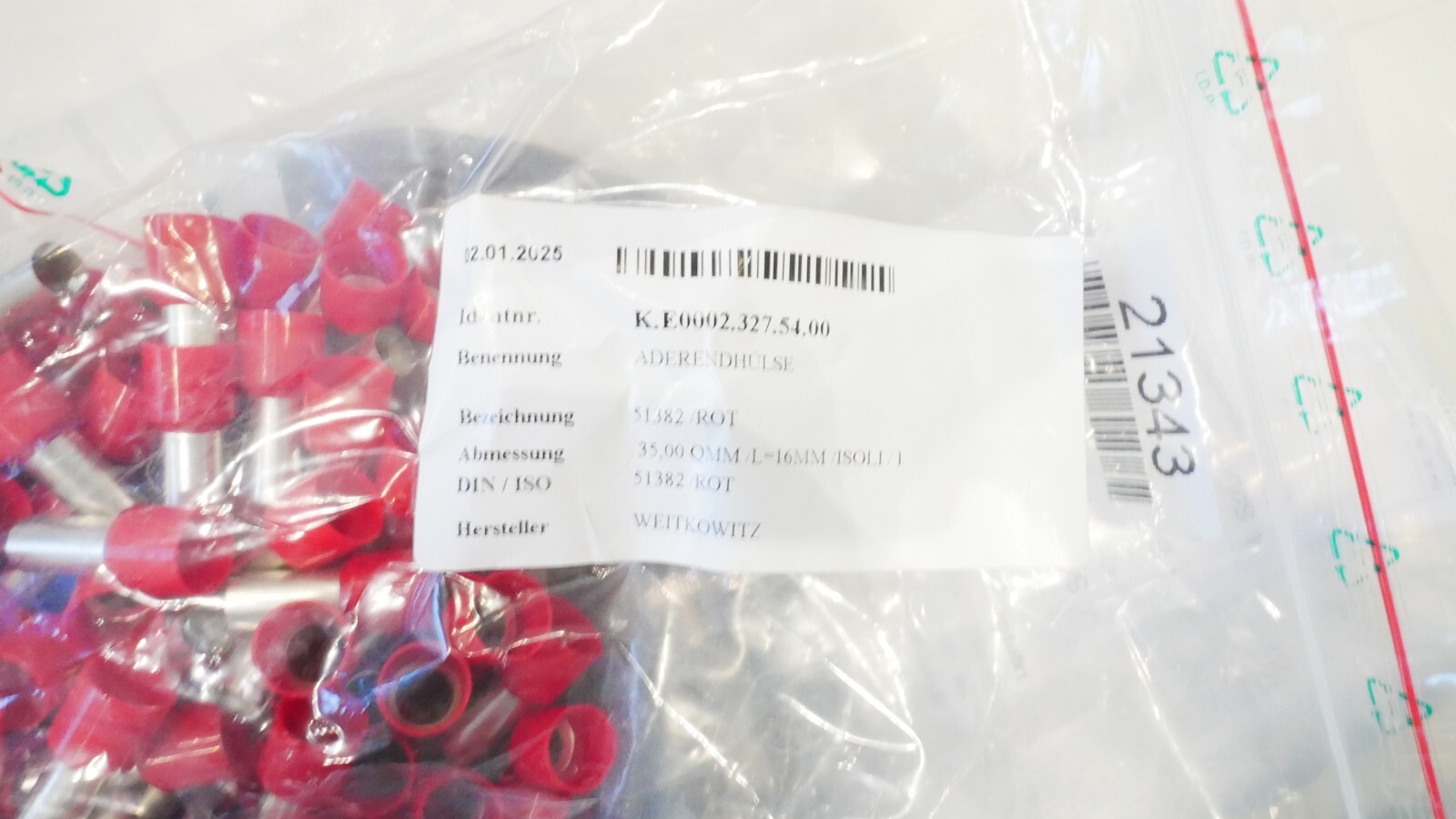 150 Stück Weitkowitz 51382 Aderendhülse 35mm² rot – Bild 5