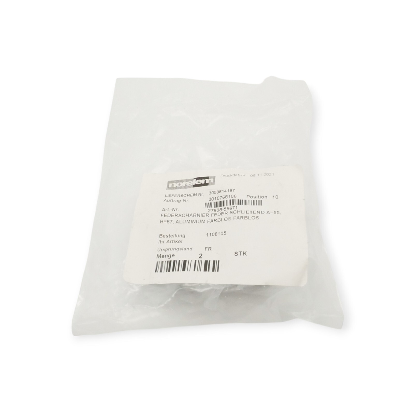 Norelem 27908-55671 Federscharnier Feder schließend Aluminium farblos – Bild 2