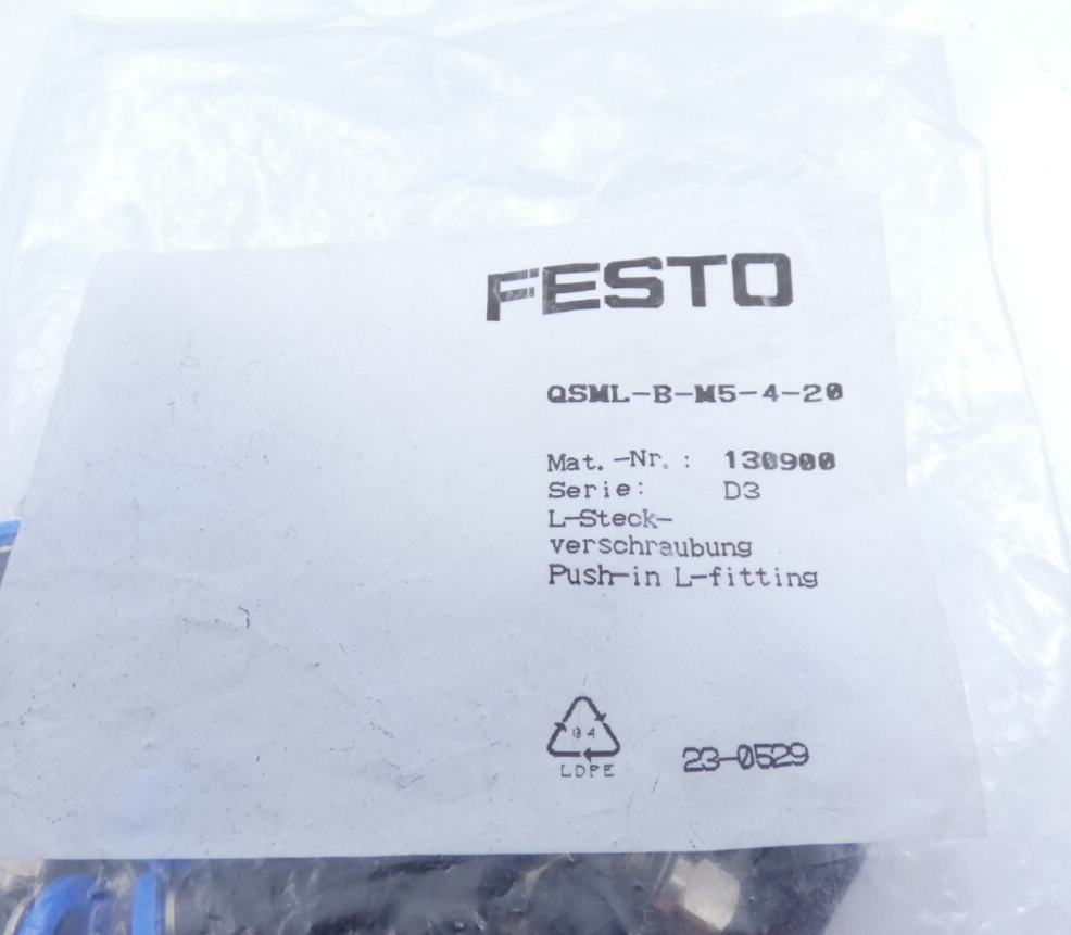 Festo QSML-B-M5-4-20 L-Steckverschraubung 130900 VPE 20 Stk. – Bild 2