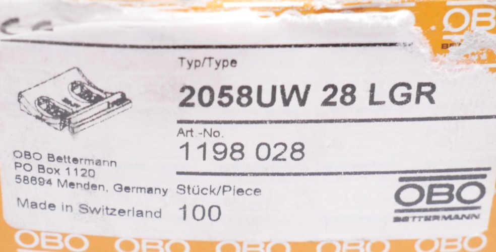 22 Stück OBO Bettermann 2058UW 28 LGR Universal-Gegenwanne Kunststoff lichtgrau – Bild 7