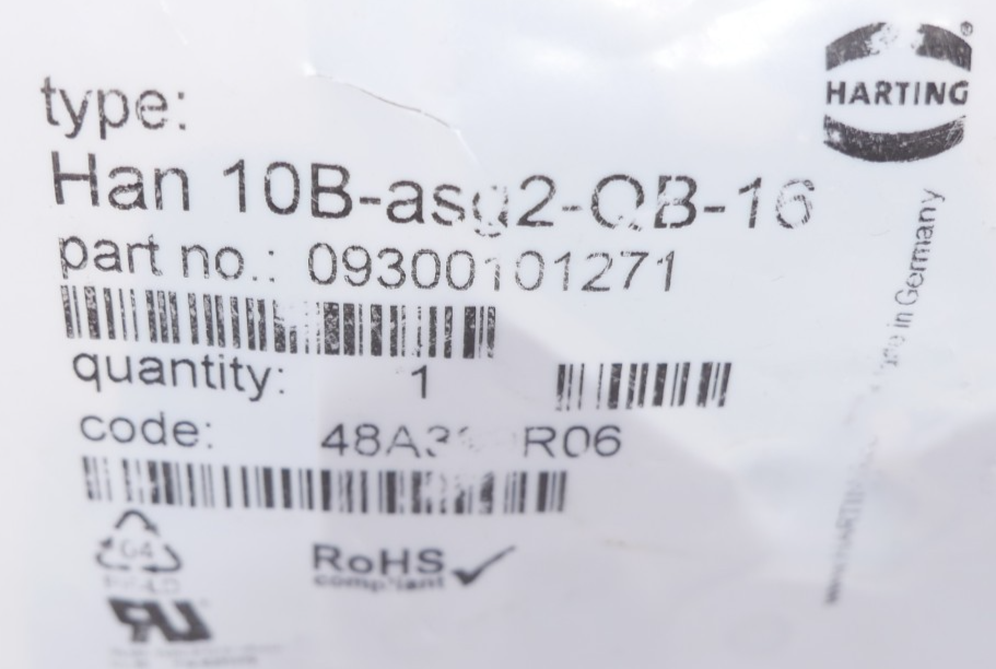 Harting Han 10B-asg2-QB-16 Sockelgehäuse 09300101271 Han B seitl. Kabeleingang – Bild 9