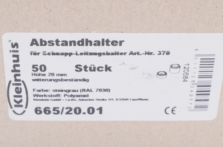 34 Stück Kleinhuis 665/20.01 Abstandshalter Kanal-System GL Höhe 20mm RAL 7030 – Bild 9