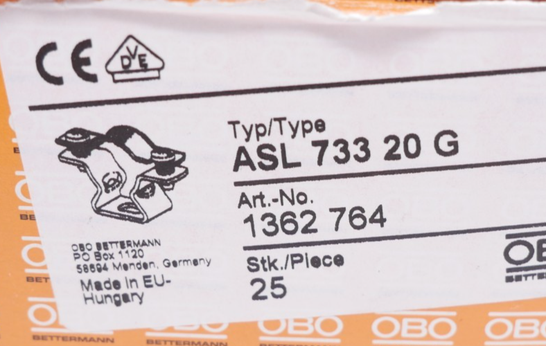 20 Stück OBO Bettermann ASL 73320G Abstandsschelle mit Langloch 1362764 17-20mm – Bild 9