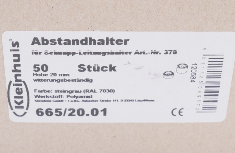 Kleinhuis 665/20.01 Abstandshalter Kanal-System GL Höhe 20mm VPE 50 Stück – Bild 9