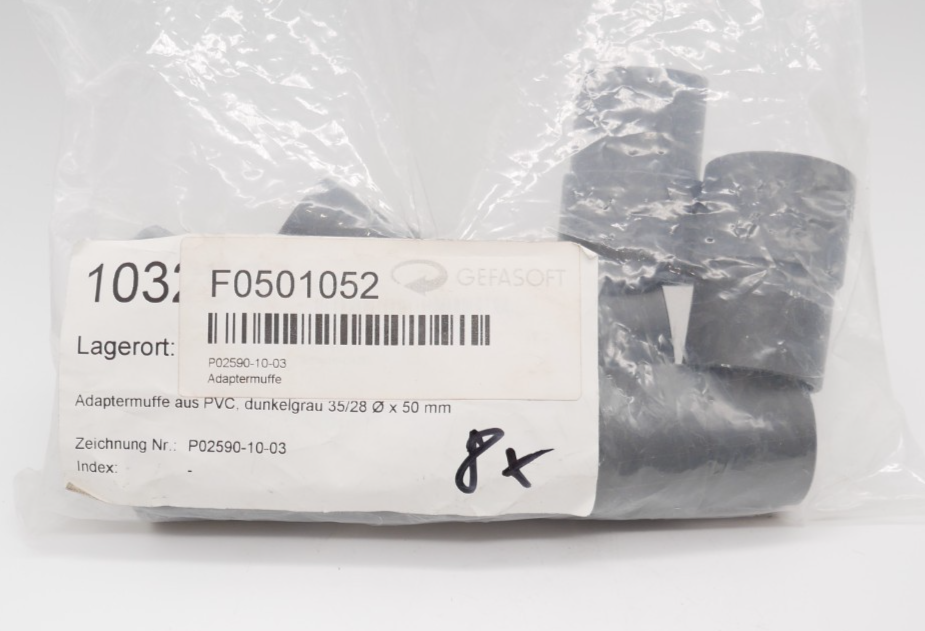 8 Stück Adaptermuffe, Reduziermuffe PVC 35/28 Ø x 50mm P02590-10-03 – Bild 5