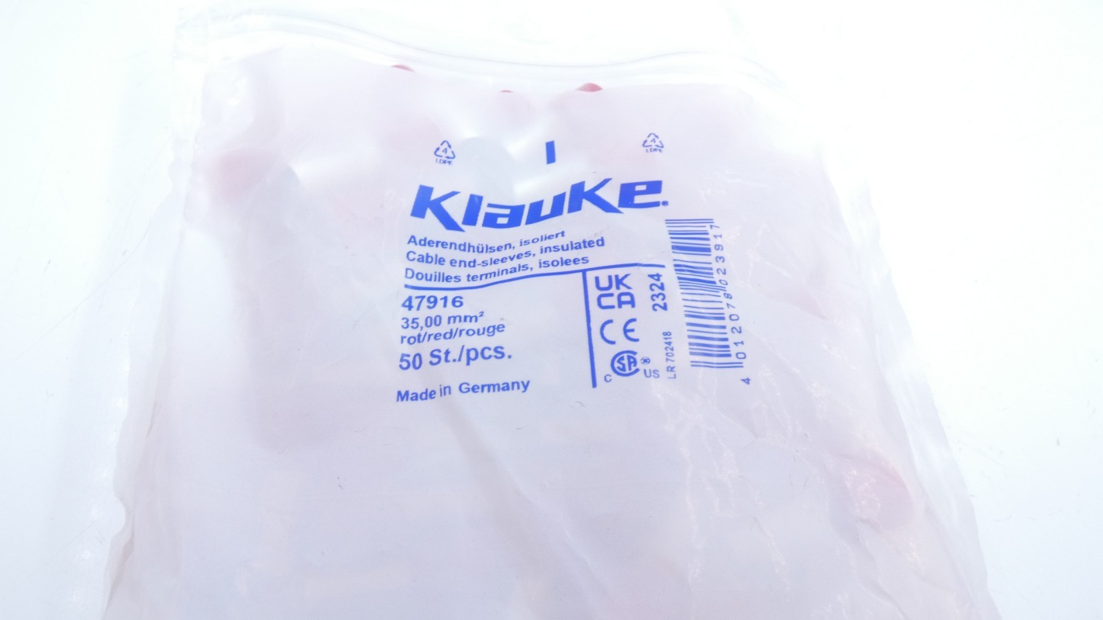 Klauke Aderendhülsen 47916 isol.35mm² VPE 50 Stück – Bild 6
