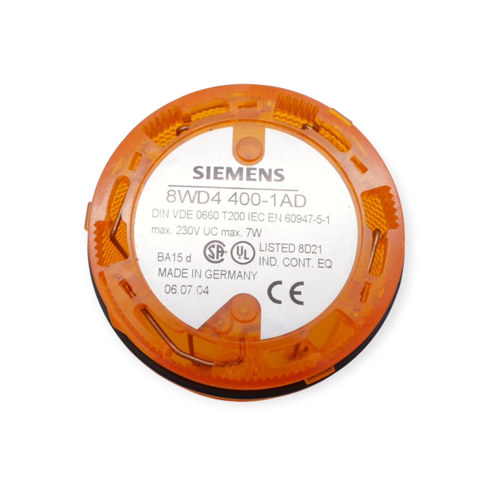 Siemens 8WD4 400-1AD Dauerlichtelement mit Abdeckung Gelb 230V AC/DC max 7W – Bild 4
