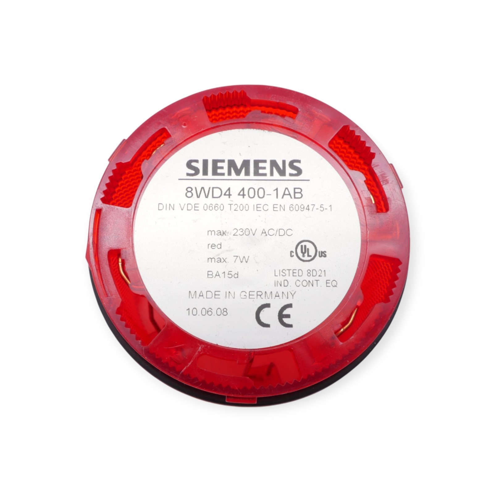 Siemens 8WD4 400-1AB Dauerlichtelement mit Abdeckung Rot 230V AC/DC max 7W – Bild 4