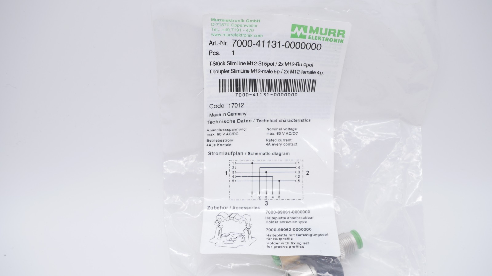 2 Stück Murr Elektronik 7000-41131-0000000 T-Stück M12 – Bild 3