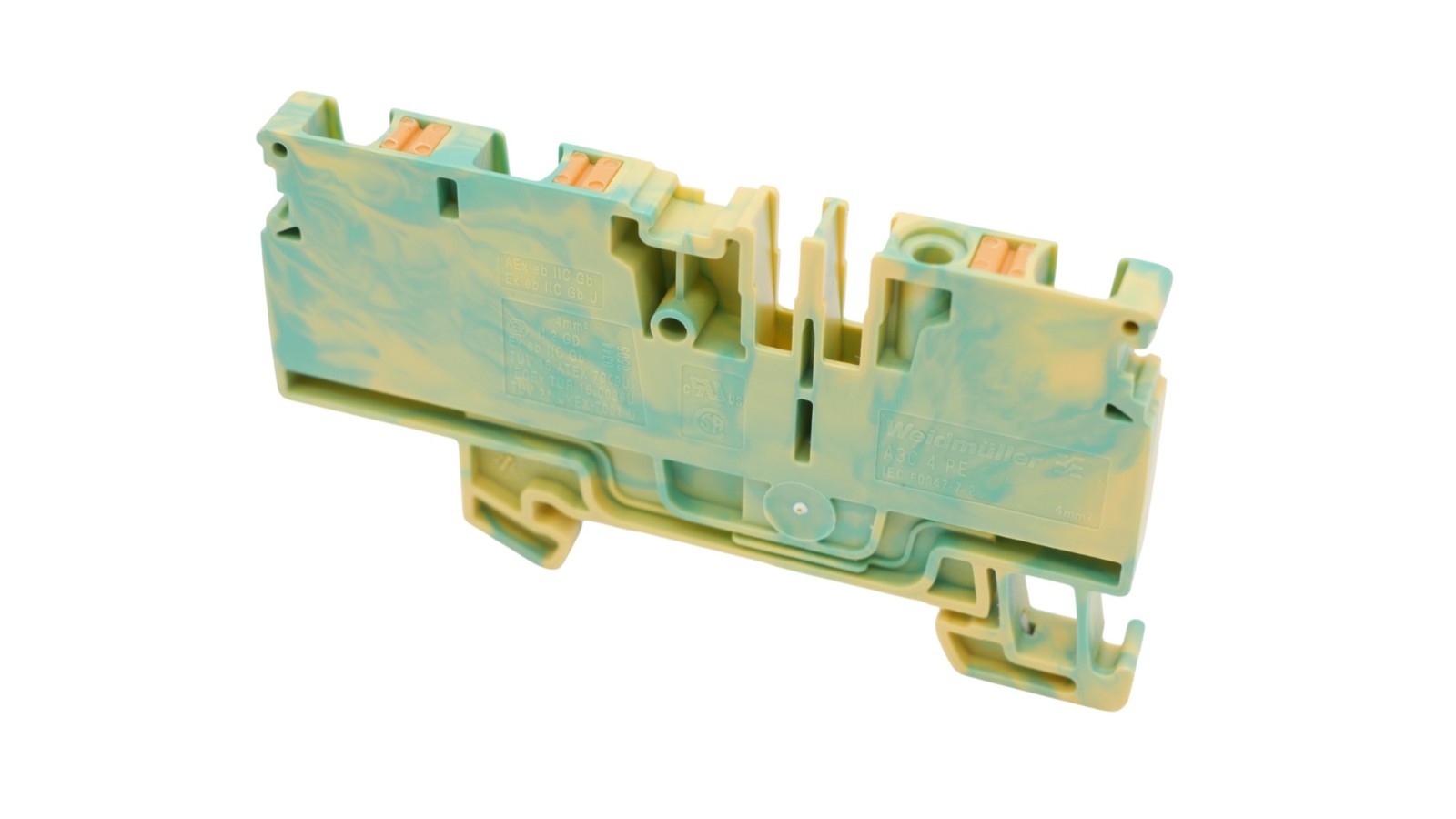 5 Stück Weidmüller A3C 4 PE Schutzleiter-Reihenklemme 2051410000 Push In 4mm² – Bild 3