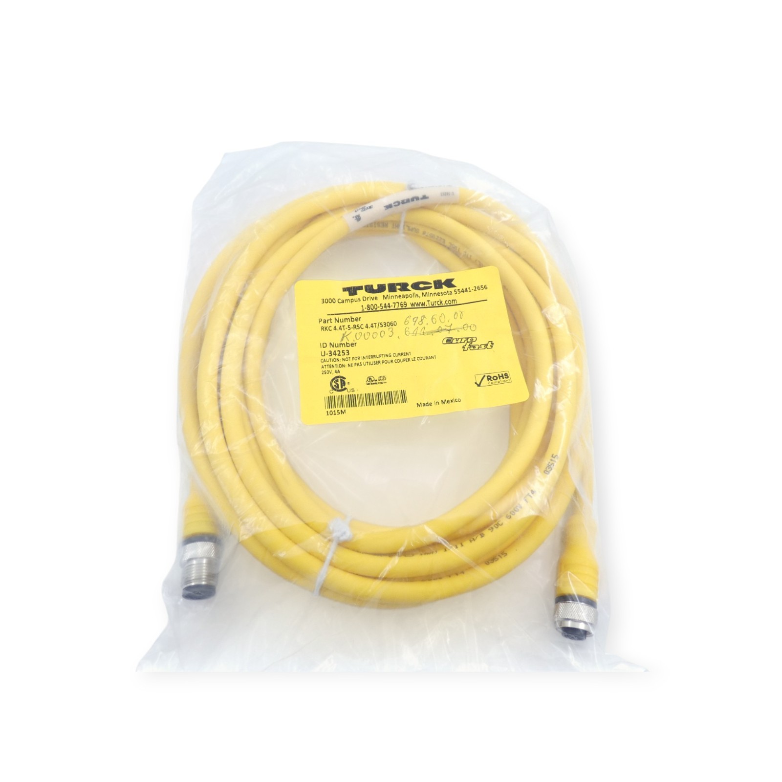 Turck RKC 4.4T-5-RSC 4.4T/S3060 Aktuatorkabel Sensorkabel 250V 4A 5m