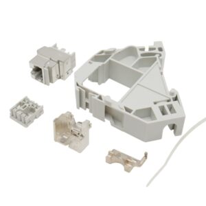 Keystone Halterung für Hutschienen mit Erdung RJ45 Netzteil