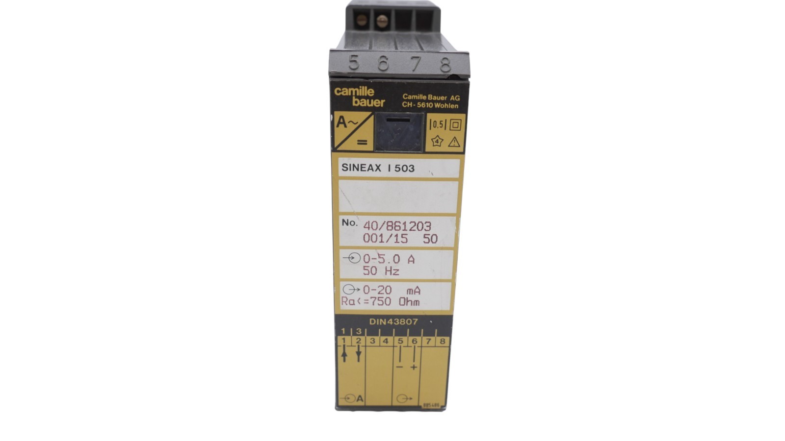 Camille Bauer Sineax I-Modul I 503 0-5A 50Hz 0-20mA 750 Ohm – Bild 3