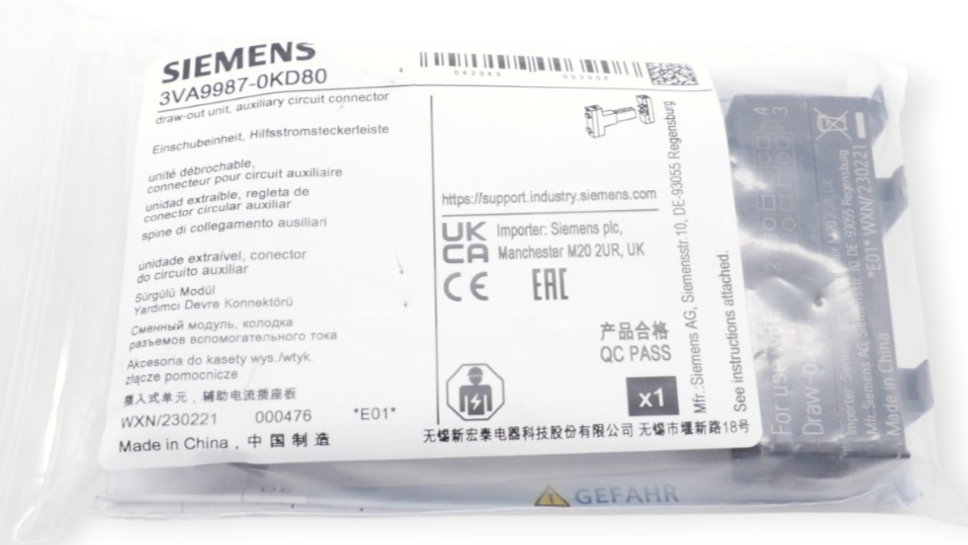 Siemens 3VA9987-0KD80 Einschubeinheit, Hilfsstromsteckerleiste