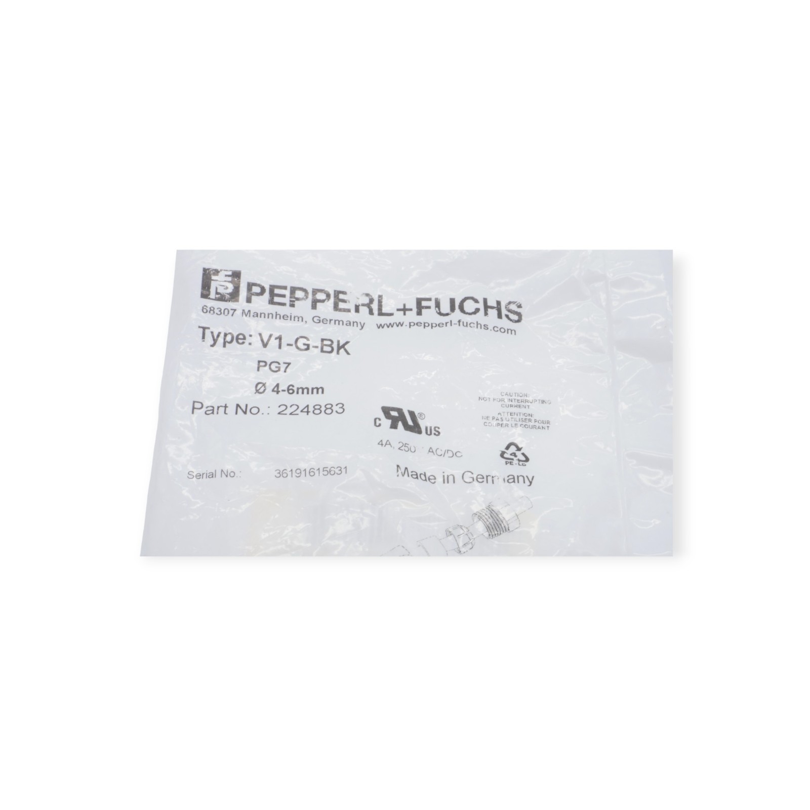 Pepperl+Fuchs V1-G-BK PG7 Ø4-6mm Kabeldose/4-pol. – Bild 6