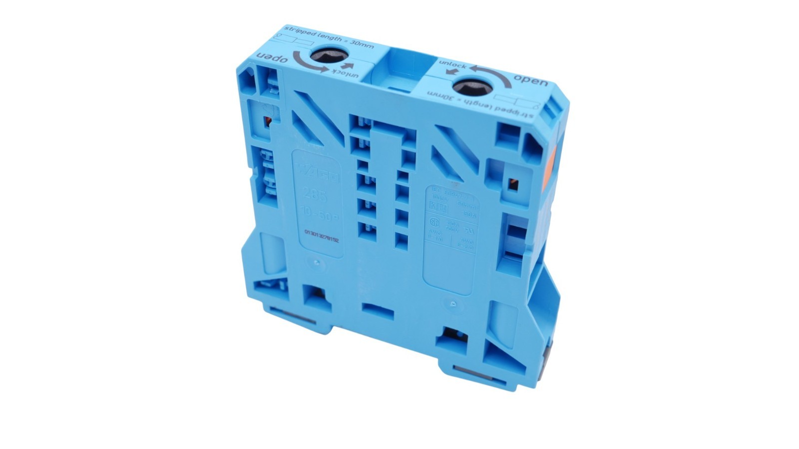 WAGO 285-154 2-Leiter-Durchgangsklemme 10-50 1000V 50mm² 150A blau