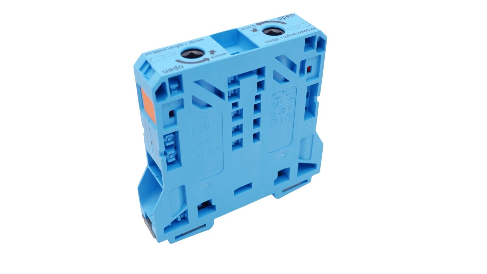 WAGO 285-154 2-Leiter-Durchgangsklemme 10-50 1000V 50mm² 150A blau – Bild 2