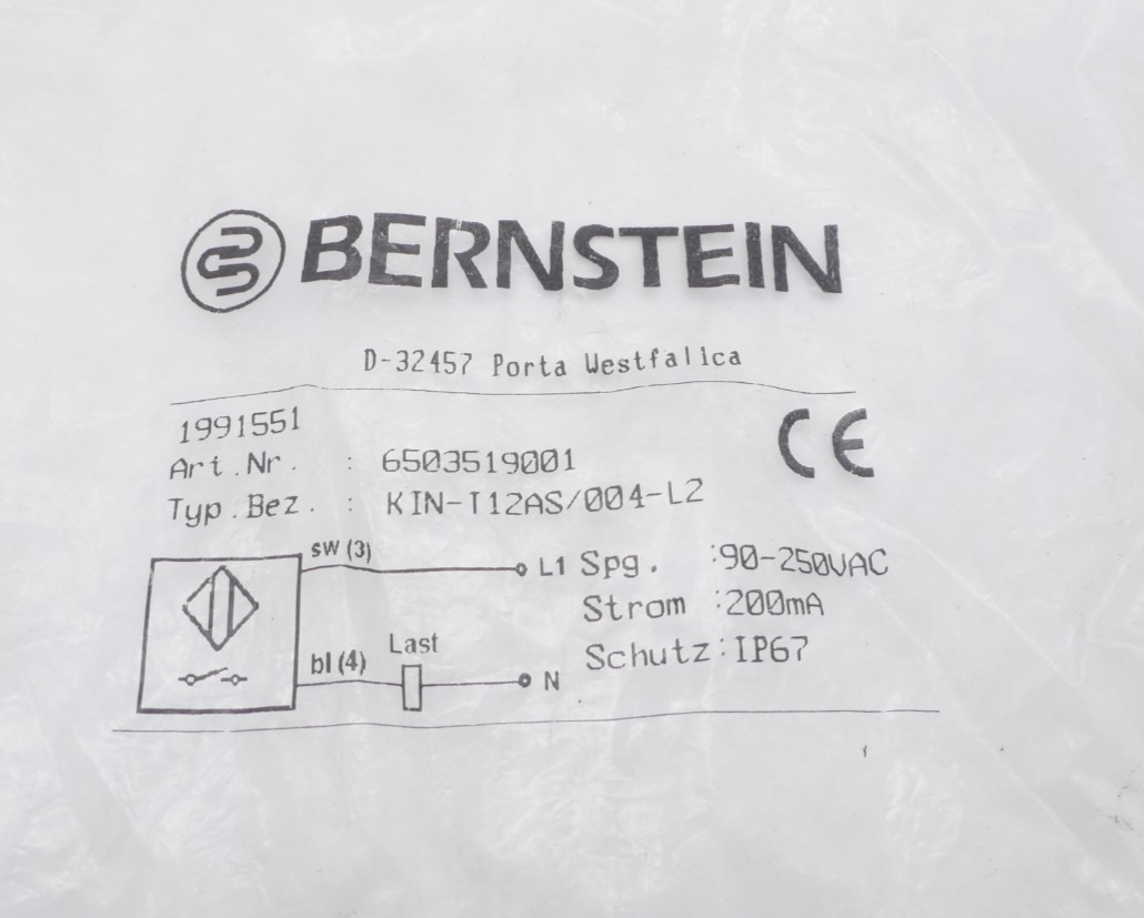 Bernstein KIN-T12AS/004-L2 induktiver Sensor 6503519001 – Bild 2