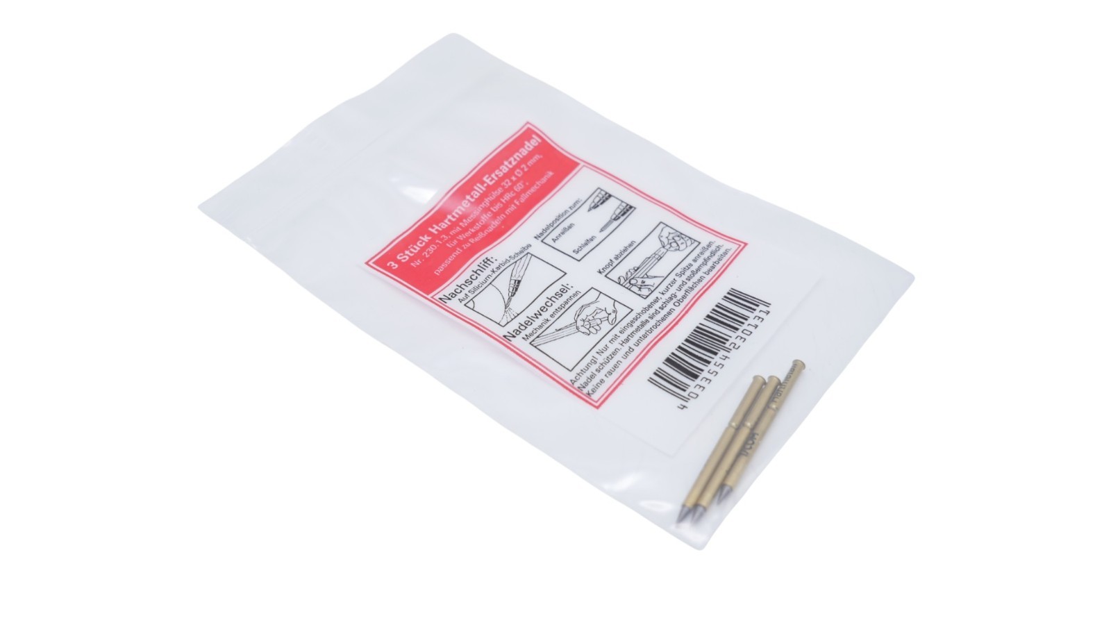 Ticom 230.1.3 Ersatz-Hartmetallnadeln Reißnadeln 32xØ2,0mm VPE 20 Pack á 3 Stück