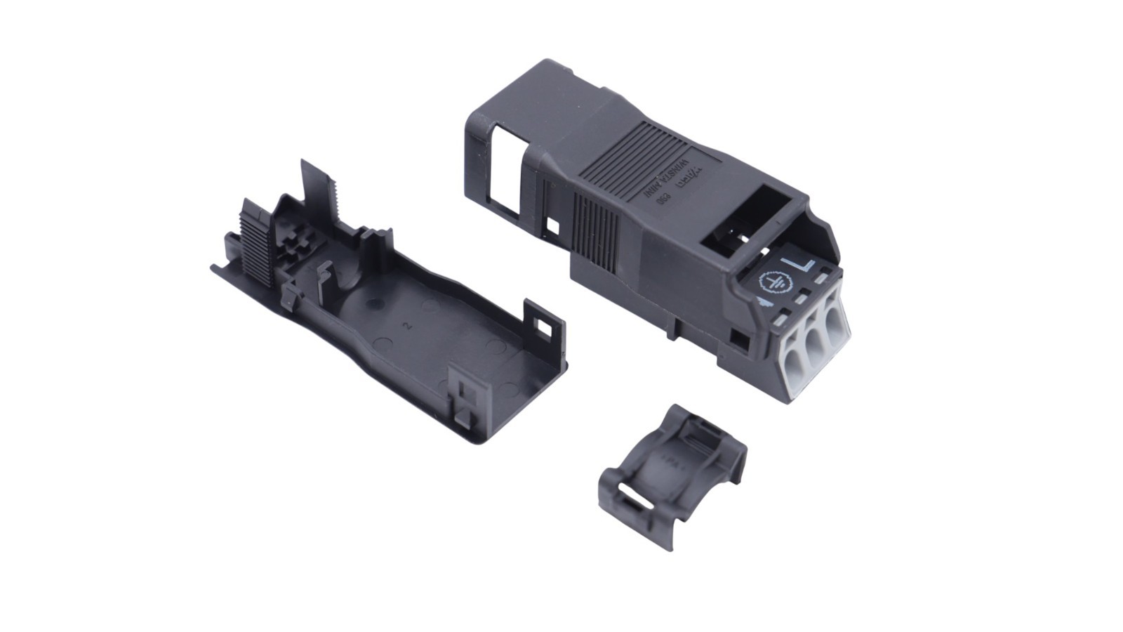 6 Stück Wago 890-113 Stecker mit Zugentlastungsgehäuse 3-polig 1,5mm² schwarz