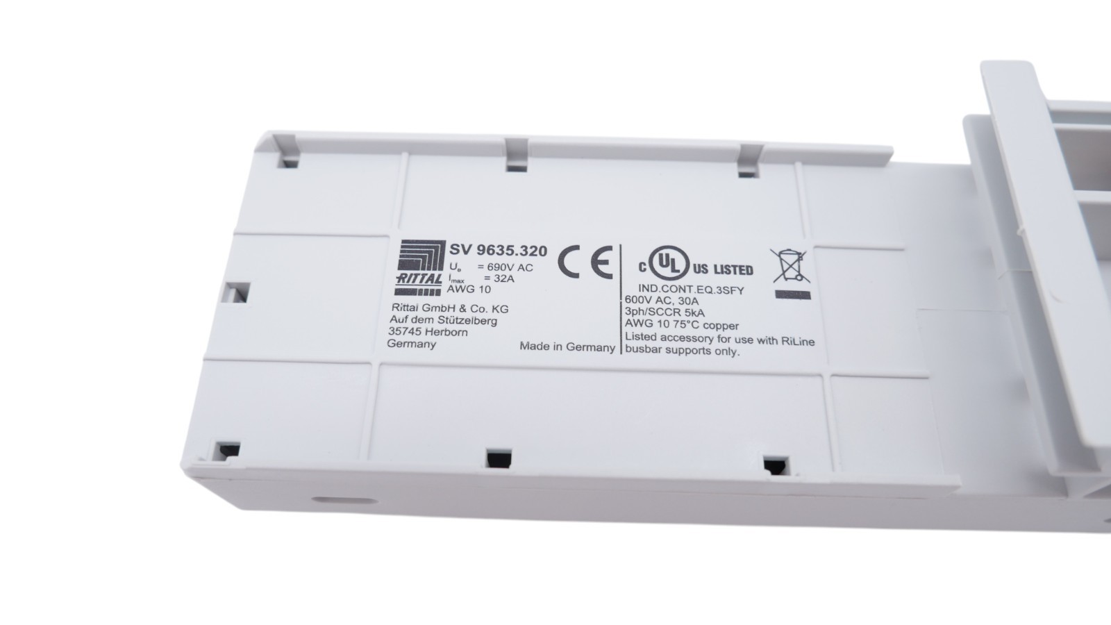 Rittal SV 9635.320 Geräteadapter 32A 3-polig 690V AWG 10 RAL 7035 VPE 4 Stück – Bild 3