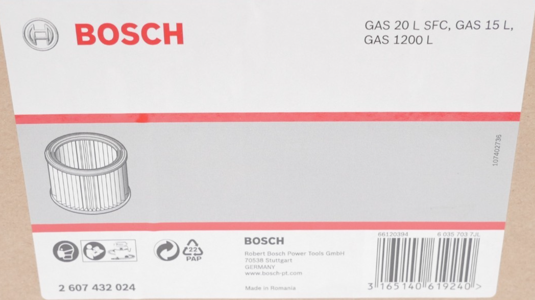 Bosch 2607432024 Faltenfilter Oberfläche 3000cm³ 139x185mm GAS 20L/15L/1200L – Bild 8